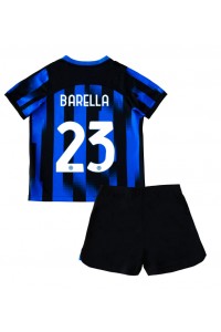 Inter Milan Nicolo Barella #23 Jalkapallovaatteet Lasten Kotipeliasu 2023-24 Lyhythihainen (+ Lyhyet housut)